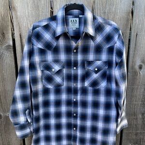 Men's Ely Cattleman Western Shirt Striped Snap M Ranch Cotton Cowboy Rodeo Work